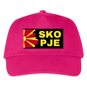 Skopje-Stadt mit Nordmazedonien-Flaggendesign - Kinder Basecap - Fuchsia - Vorne