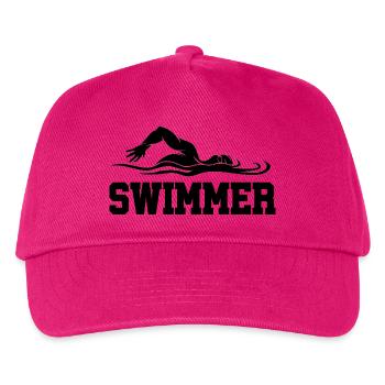 Swimmer silhouette in aqua style - Kids’ Baseball Cap - fuchsia - Front
