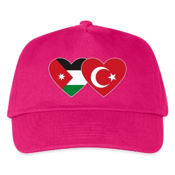 Jordanien Türkei Flagge Herz - Kinder Basecap - Fuchsia - Vorne