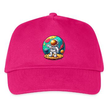 Kleiner Astronaut – Türkisplanet - Kinder Basecap - Fuchsia - Vorne