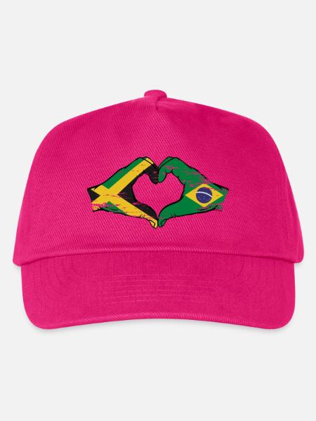Jamaika Brasilien Hände Herzform used - Kinder Basecap - Fuchsia