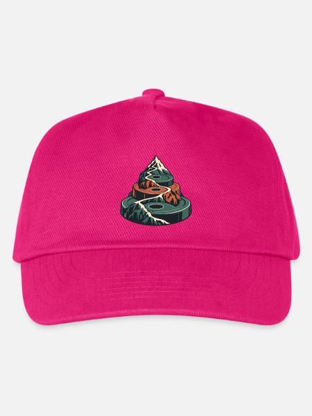 Kraftgipfel – Hantelscheiben mit Berg - Kinder Basecap - Fuchsia