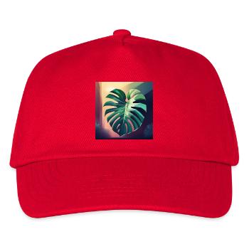 Monstera Leaf - Kinder Basecap - Rot - Vorne