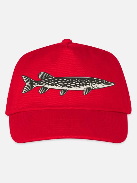 Gepunkteter Hecht Silhouette - Kinder Basecap - Rot