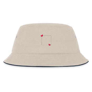 Herz Rahmen Ornament Linie Dekoration - Kinder Bucket Hat - Natur/Navy - Vorne
