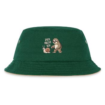 Zieh nicht so - Schnecke und Faultier - Kinder Bucket Hat - Dunkelgrün/Beige - Vorne