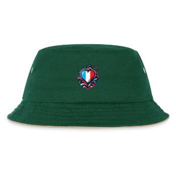 Coeur drapeau Français - Bob Enfant - vert foncé/beige - Devant