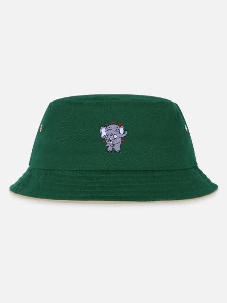Elephant family cute - Kids’ Bucket Hat - dark green/beige