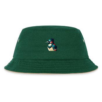 Blauhäher Zeichentrickfigur Buntes Haustier Tier - Kinder Bucket Hat - Dunkelgrün/Beige - Vorne