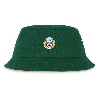 Tibet Terrier Hund Rasse Cartoon Sonnenbrille Strand - Kinder Bucket Hat - Dunkelgrün/Beige - Vorne