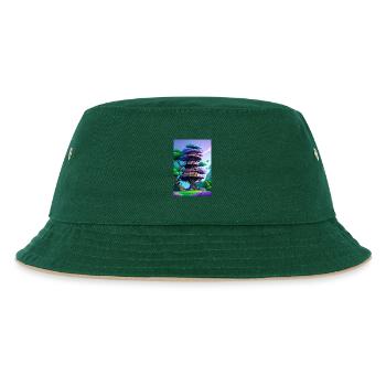 Treehouse Purple - Kinder Bucket Hat - Dunkelgrün/Beige - Vorne