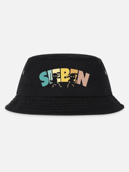 Ninja 7 Jahre Junge 7. Geburtstag - Kinder Bucket Hat - Schwarz