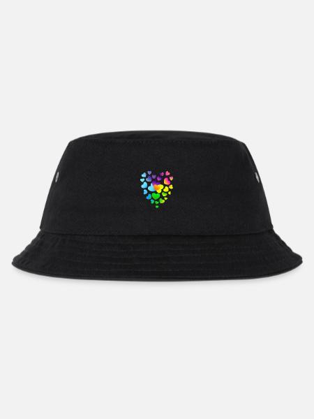 Herz Herzen bunte Herzen - Kinder Bucket Hat - Schwarz