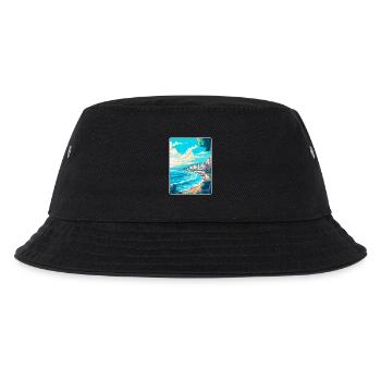 Nizza Frankreich Vintage Reiseplakat WPA Kunst Souvenir - Kinder Bucket Hat - Schwarz - Vorne