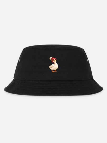 Weihnachtsgans mit Strickmütze – Cottagecore - Kinder Bucket Hat - Schwarz