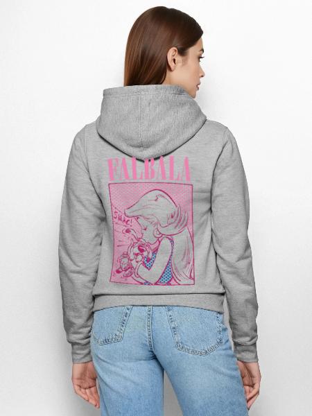 Asterix & Obelix Falbala Küsst Idefix - Frauen Kapuzenjacke - Grau meliert - Hinten - Maraike (178cm)