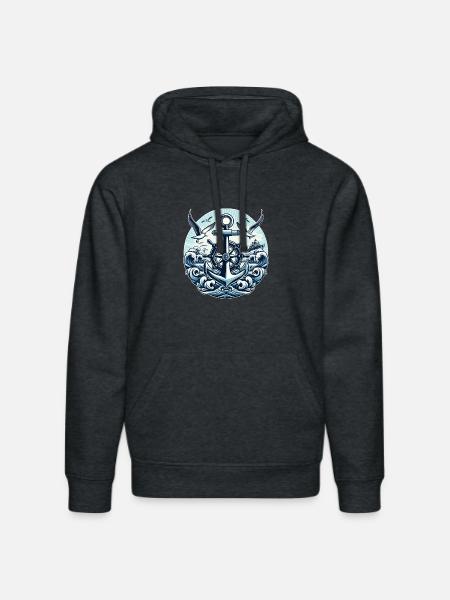 Anker Steuerrad Logo - Stanley/Stella Unisex Bio-Hoodie DRUMMER - Dunkelgrau meliert