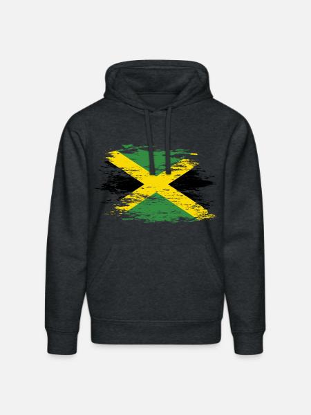 Jamaica flag used - Stanley/Stella DRUMMER Unisex Organic Hoodie - dark heather grey