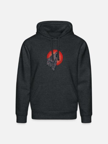 Howling wolf, full moon - Stanley/Stella DRUMMER Unisex Organic Hoodie - dark heather grey