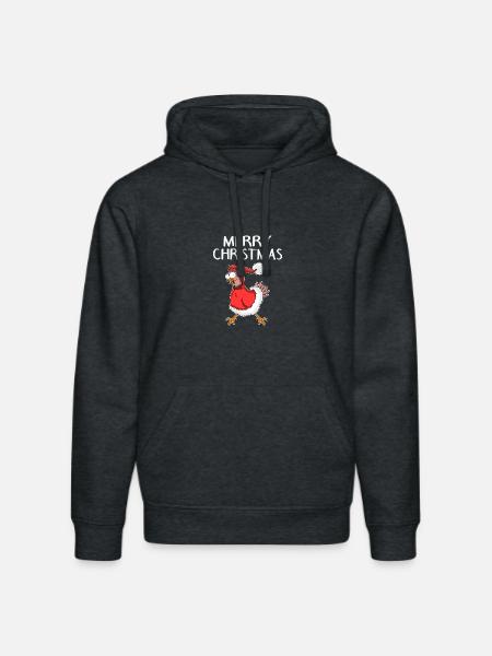Christmas Chicken Merry Christmas - Stanley/Stella DRUMMER Unisex Organic Hoodie - dark heather grey