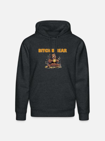 Bitcoin Bär  - Stanley/Stella Unisex Bio-Hoodie DRUMMER  - Dunkelgrau meliert