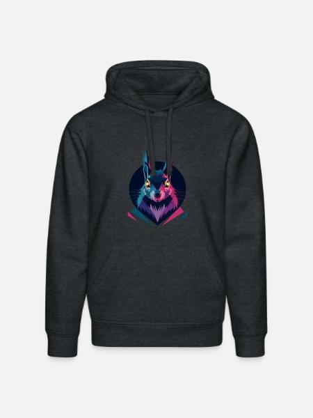Écureuil low-poly - Sweat à capuche bio DRUMMER Stanley/Stella Unisexe - gris foncé chiné