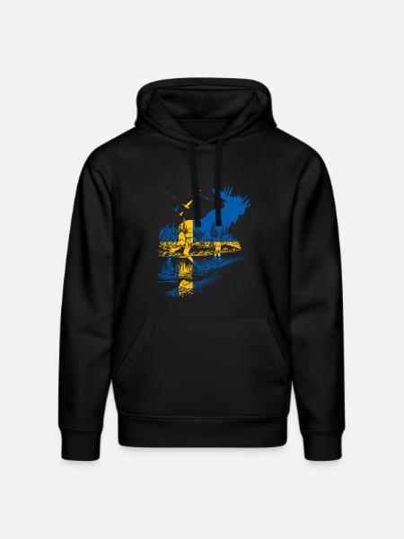 SWEDEN MOOSE - Stanley/Stella DRUMMER Unisex Organic Hoodie - black