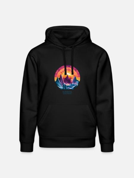 Sunrise Over Peaks - Stanley/Stella DRUMMER Unisex Organic Hoodie - black