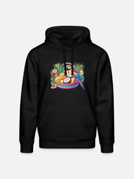 Obstkorb mit Papagei - Stanley/Stella Unisex Bio-Hoodie DRUMMER  - Schwarz