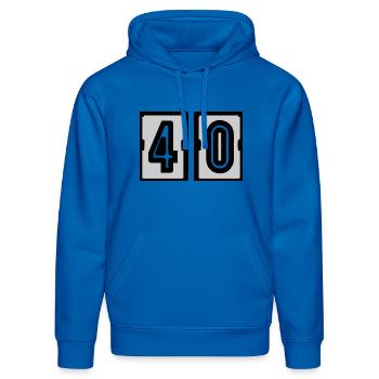 40. 40. GEBURTSTAG. GEBURTSTAG 40 JAHRE. 40 - Stanley/Stella Unisex Bio-Hoodie DRUMMER  - Königsblau - Vorne - Liana (172cm) & Jaron (178cm)