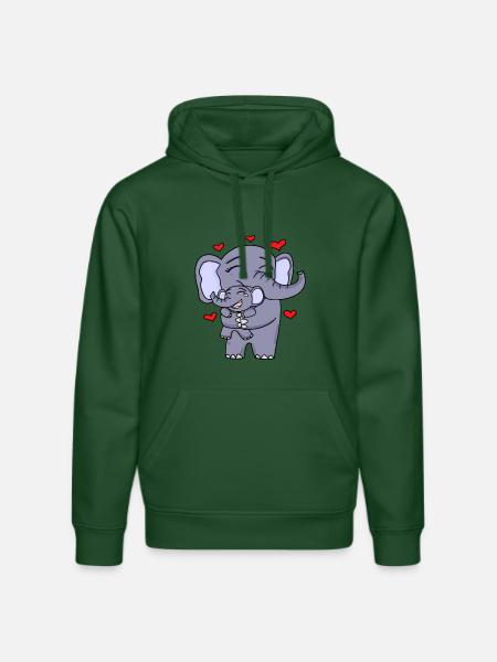 Elephant family cute - Stanley/Stella DRUMMER Unisex Organic Hoodie - bottle green