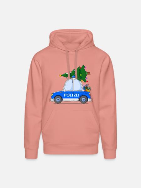 Police Car Christmas - Stanley/Stella DRUMMER Unisex Organic Hoodie - canyon pink