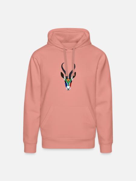 SPRINGBOK HEAD IN SOUTH AFRICAN COLOURS - Stanley/Stella DRUMMER Unisex Organic Hoodie - canyon pink