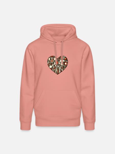 Küchenliebe Herz - Stanley/Stella Unisex Bio-Hoodie DRUMMER - Altrosa