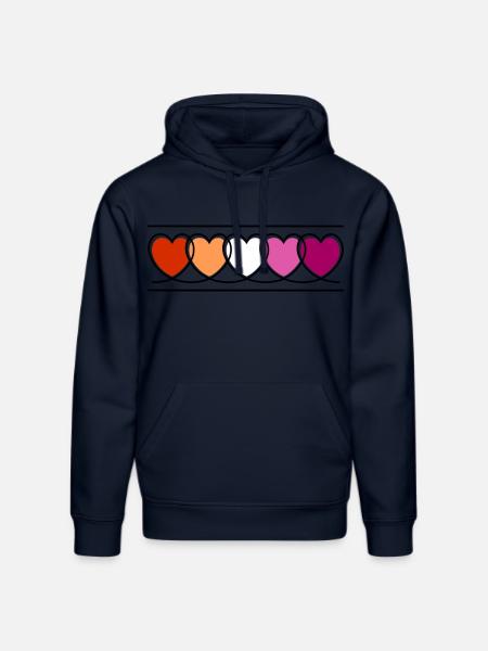 Lesbian Lesbian Hearts - Stanley/Stella DRUMMER Unisex Organic Hoodie - french navy