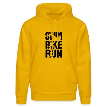 Triathlon Triathlet - Stanley/Stella Unisex Bio-Hoodie DRUMMER  - Spektralgelb - Vorne - Liana (172cm) & Jaron (178cm)