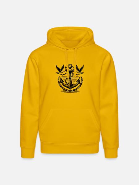 Anchor Seagulls Logo - Stanley/Stella DRUMMER Unisex Organic Hoodie - spectra yellow
