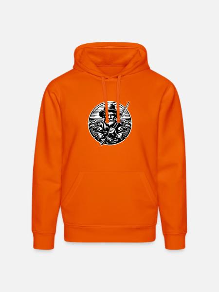 Angler Logo - Stanley/Stella DRUMMER Unisex Organic Hoodie - bright orange