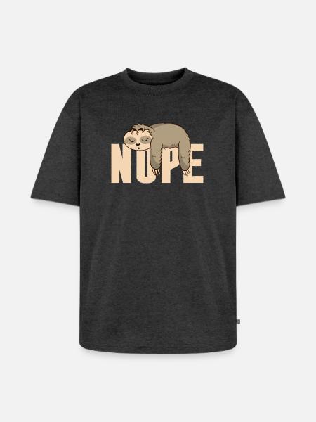 Nope Sloth - Unisex Premium Oversized Bio T-Shirt - Anthrazit meliert