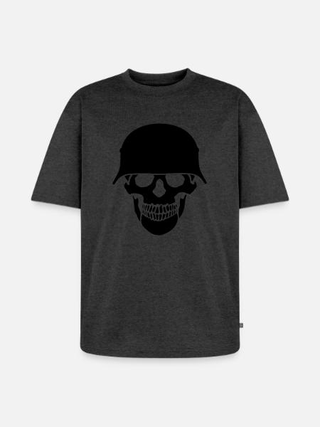 Schädelhelm / Schädelperlen - Unisex Premium Oversized Bio T-Shirt - Anthrazit meliert