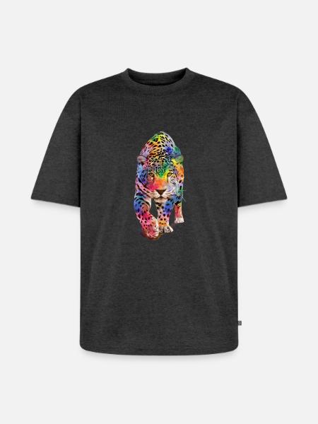 Multicolour leopard - Unisex Premium Oversized Organic T-Shirt - heather anthracite