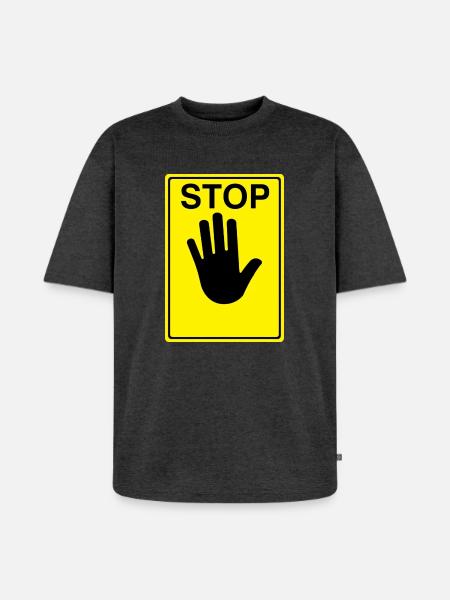 Stop Sign Logo - Unisex Premium Oversized Organic T-Shirt - heather anthracite