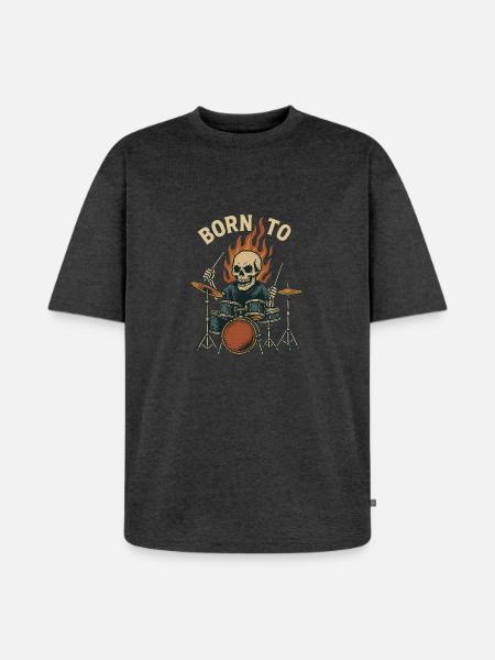 Né pour tambouriner - T-shirt Premium bio oversize Unisexe - anthracite chiné