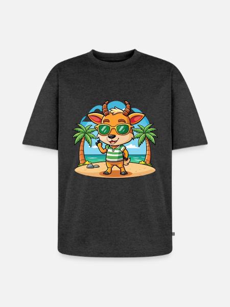 Antelope Funny Cartoon Summer Beach Sunglasses - Unisex Premium Oversized Organic T-Shirt - heather anthracite