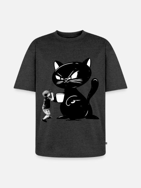 Katze - Unisex Premium Oversized Bio T-Shirt - Anthrazit meliert