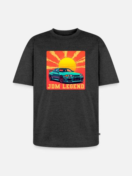 JDM Legend Sunrise - Unisex Premium Oversized Organic T-Shirt - heather anthracite