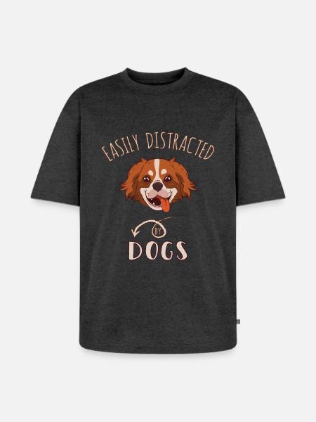 Easily Distracted By Dogs - Unisex Premium Oversized Organic T-Shirt - heather anthracite