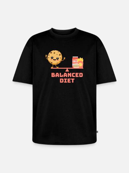 équilibré cookie fastfood Régime - T-shirt Premium bio oversize Unisexe - noir