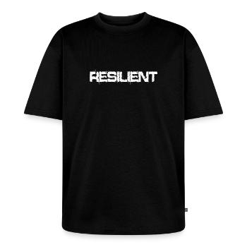 Resilient Mentale Gesundheit Motivation Resilienz - Unisex Premium Oversized Bio T-Shirt - Schwarz - Vorne - Thijin (182cm) & Selfina (174cm)