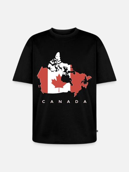 Silhouette du Canada avec feuille d’érable - T-shirt Premium bio oversize Unisexe - noir